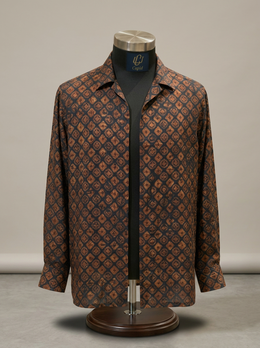 Copper Lattice — Cupid silk shirt on mannequin