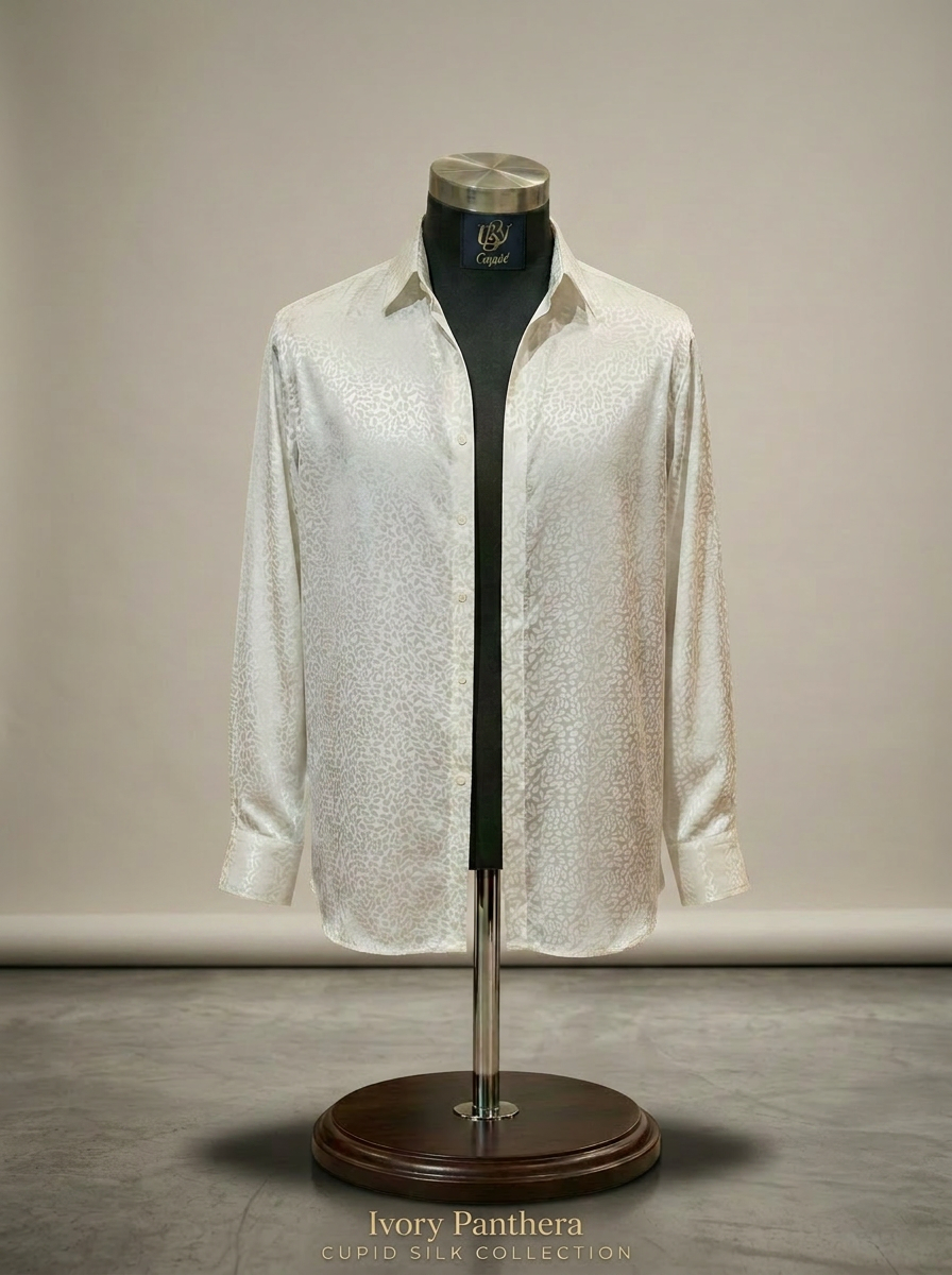 Ivory Panthera — Cupid silk shirt on mannequin