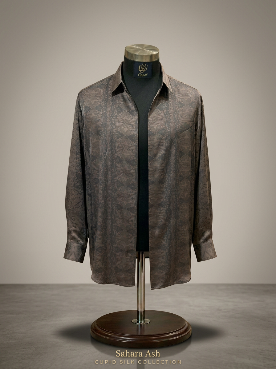 Sahara Ash — Cupid silk shirt on mannequin